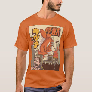 Kaiju Kitsune Nine Tail Fo japansk monster T Shirt