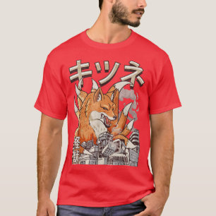 Kaiju Kitsune Nine Tail Fo japansk monster T Shirt