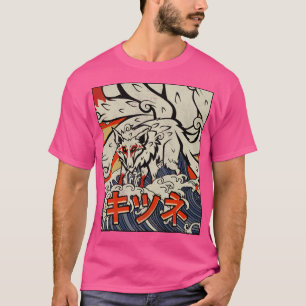 Kaiju Kitsune Nine Tails Fox Underbar Wave Off Kan T Shirt