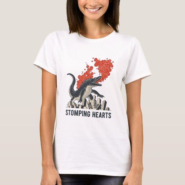Kaiju-monster med stampande hjärtan t shirt (Framsida)