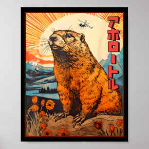 Kaiju Murmeldjur Monster Vintage Anime Manga Retro Poster