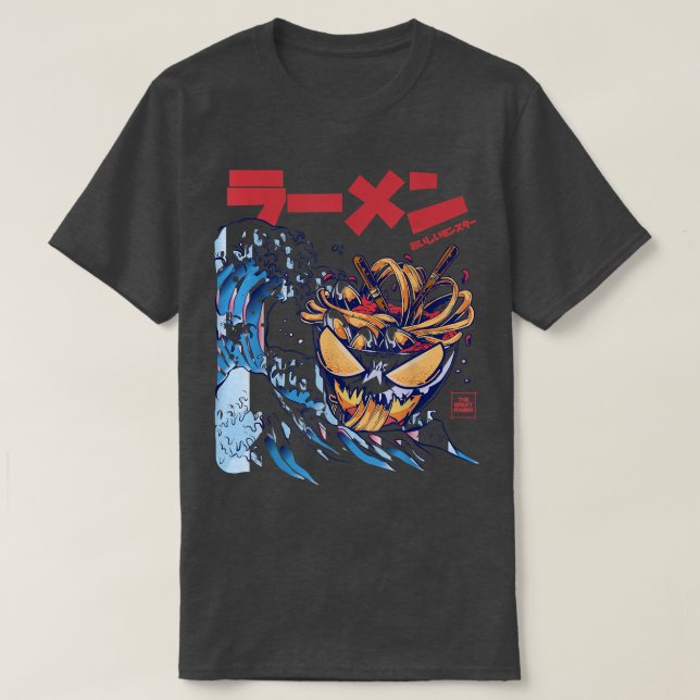 Kaiju Ramen Underbar Wave Off Kanagawa Japansk Foo T Shirt (Design framsida)