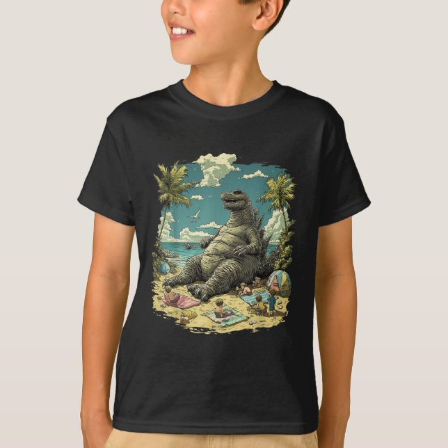 Kaiju Sitta Beach Japansk Anime T Shirt (Framsida)