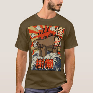 Kaiju Sloth Underbar Wave Off Kanagawa Japanska Ka T Shirt