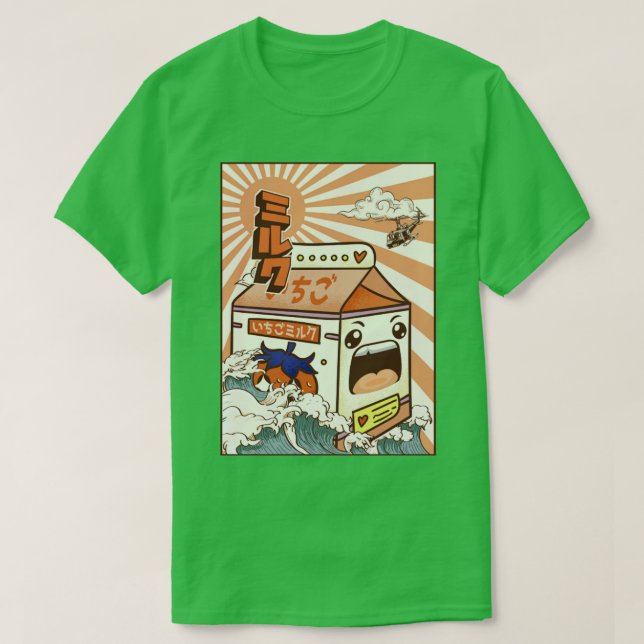 Kaiju Strawberry Mjölk Carton Japansk monster Gift T Shirt (Design framsida)