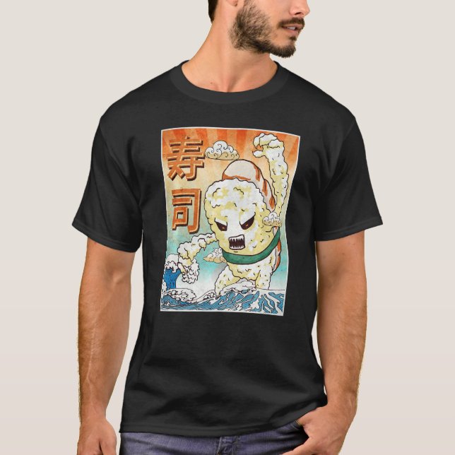 Kaiju Sushi Japansk monster T Shirt (Framsida)