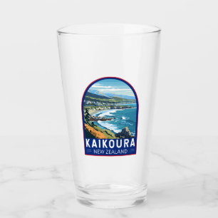 Kaikoura New Zealand Travel Art Vintage Glaskopp