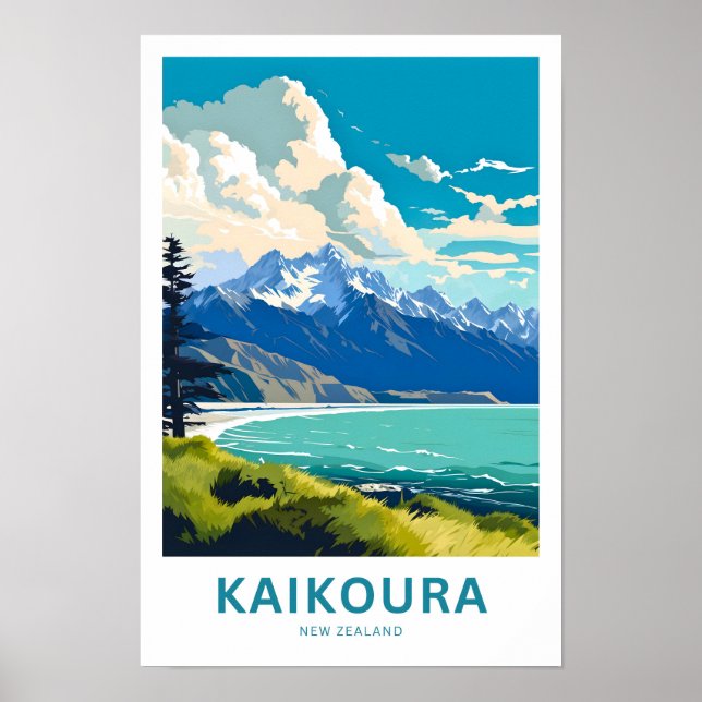 Kaikoura New Zealand Travel Print Poster (Framsidan)