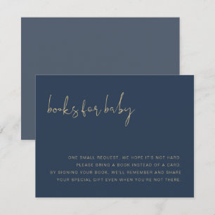 Kailin Modern Navy Blue och Guld Bokar för Baby Inbjudningar
