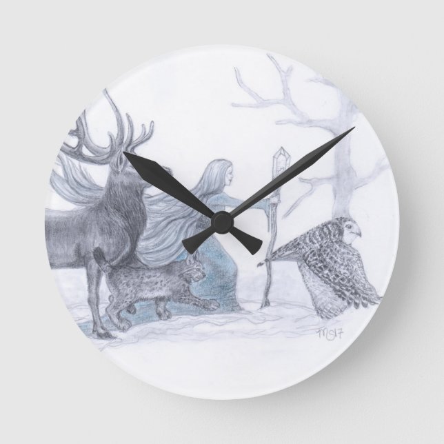 Kailleach-gudinna till vinter rund klocka (Framsida)