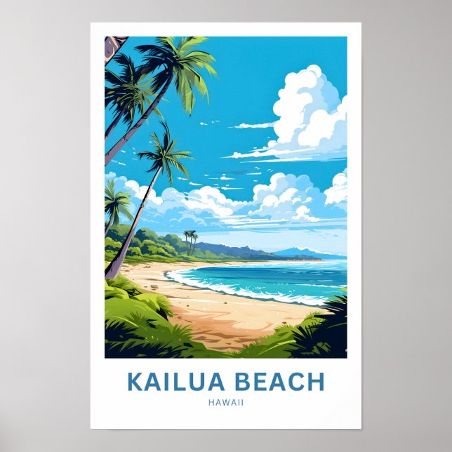 Kailua Beach Hawaii Travel Skriv ut Poster (Framsidan)