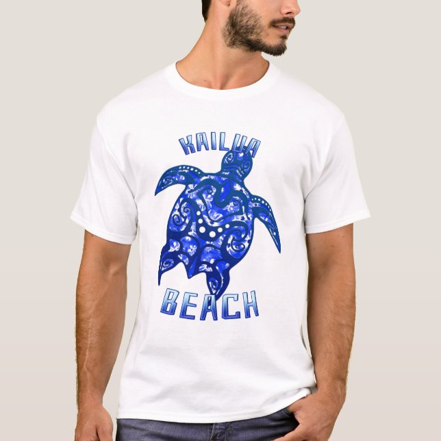 Kailua Beach Hawaii Vacation Tribal Turtle T Shirt (Framsida)