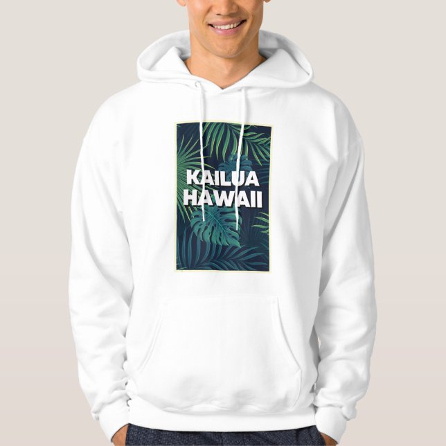 Kailua Hawaii Beacher Handflatan Löv Sommarkonst Hoodie (Framsida)
