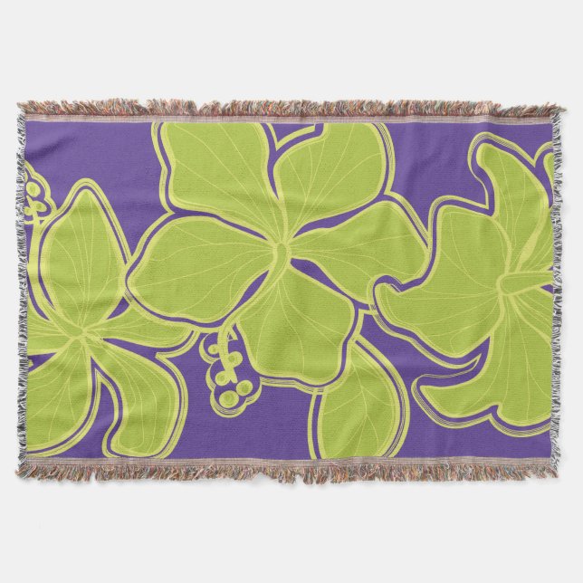 Kailua Hibiscus Hawaiian Blommigt Throw Blanket Mysfilt (Framsidan)