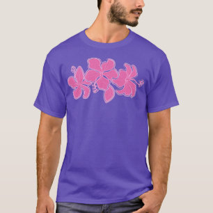 Kailua Hibiscus Hawaiian Engineed Blommigt Rosa Te T Shirt