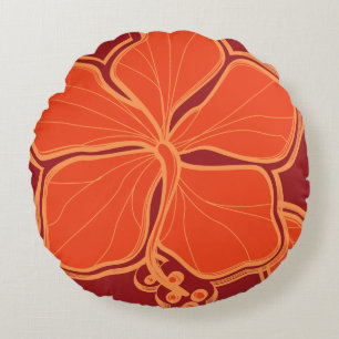 Kailua Hibiscus Hawaiian Reversible Blommigt Rund Kudde