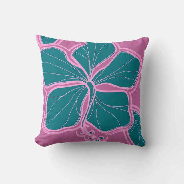 Kailua Hibiscus Hawaiian Reversible Square Pillow Kudde (Framsida)