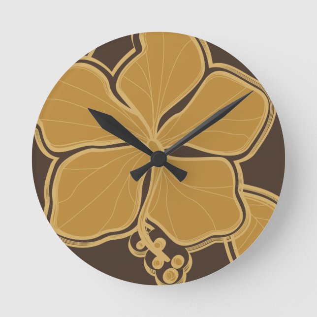 Kailua Hibiscus Hawaiian Wall Clocks Rund Klocka (Framsida)