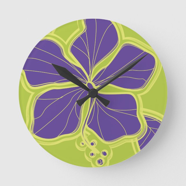 Kailua Hibiscus Hawaiian Wall Clocks Rund Klocka (Framsida)