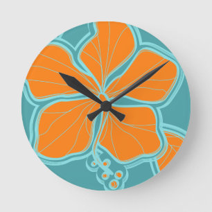 Kailua Hibiscus Hawaiian Wall Clocks Rund Klocka