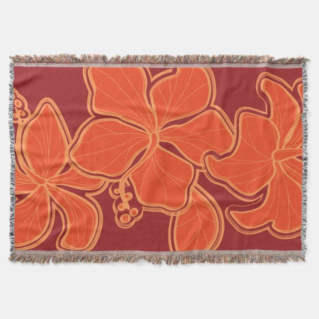 Kailua Hibiscus Hawaiianskt blomstertältande täcke Mysfilt (Framsidan)