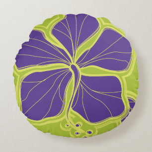 Kailua Hibiskus Hawaiianskt Reversibelt Blommotiv Rund Kudde