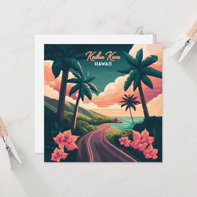 Kailua Kona Hawaii Big Island Sunset Retro (Fram/Back In Situ)