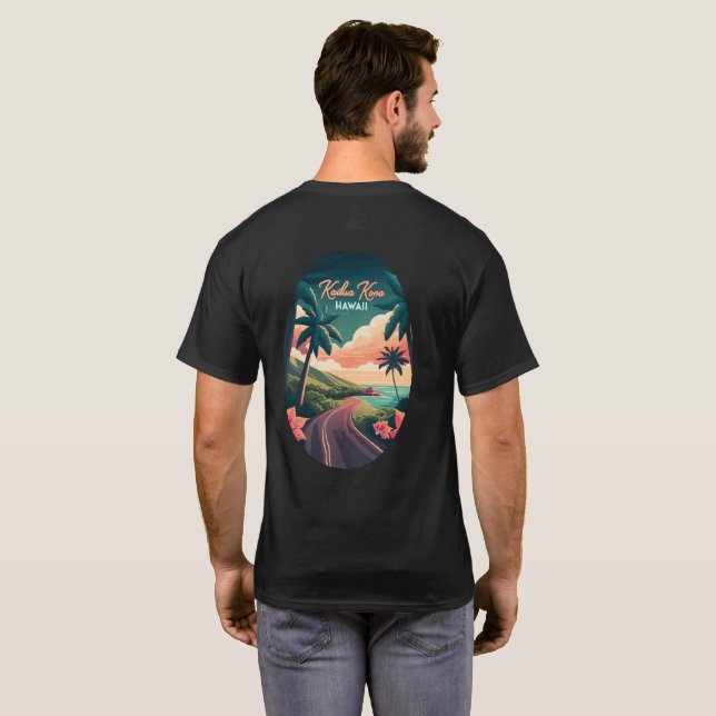 Kailua Kona Hawaii Big Island Sunset Retro T Shirt (Hel baksida)