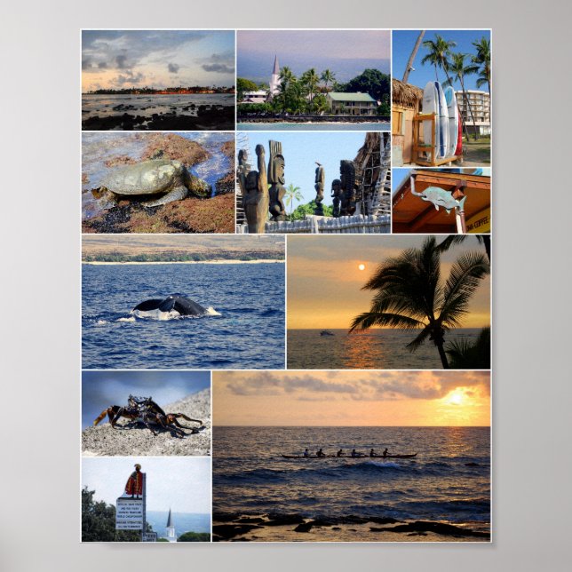 Kailua Kona Hawaii Collage 8 X 10 Poster (Framsidan)