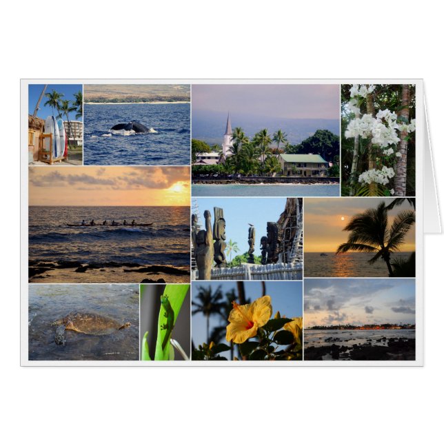 Kailua Kona Hawaii Collage Card Hälsningskort (Framsidan Horizontal)