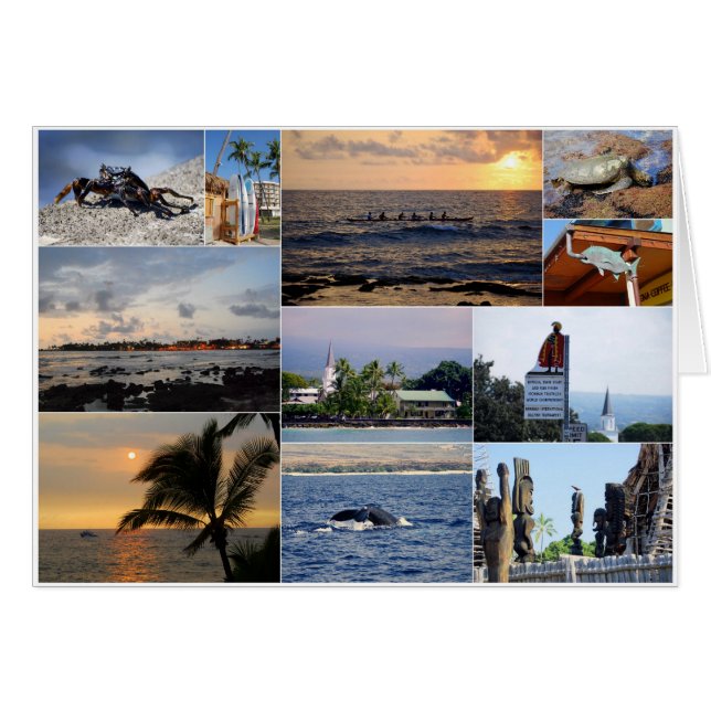 Kailua Kona Hawaii Collage Card Hälsningskort (Framsidan Horizontal)