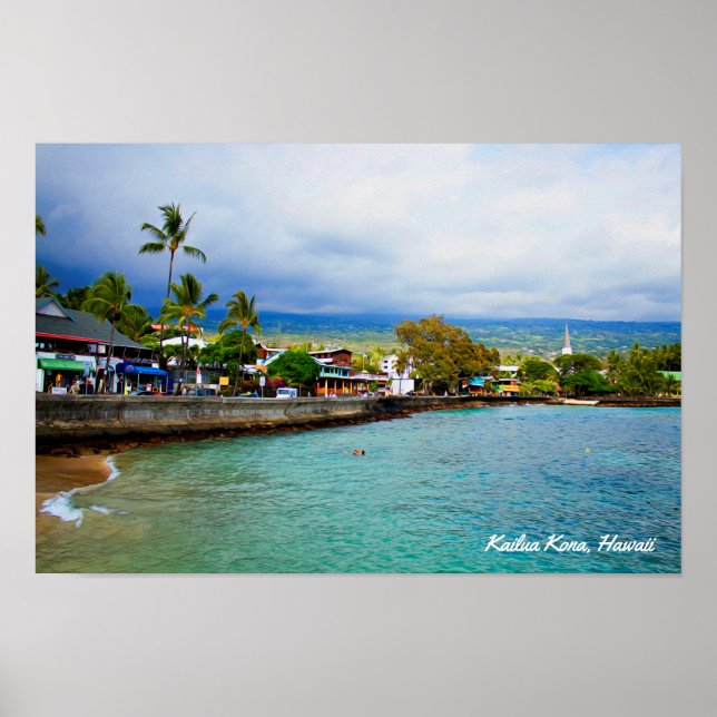 Kailua Kona, Hawaii ・ Oil Paint Digital Art Poster (Framsidan)