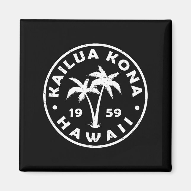 Kailua-kona Hawaii Palm Tree Mens Womens Girls Boy Magnet (Framsidan)