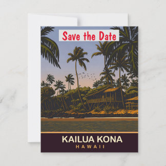 Kailua Kona Hawaii Palms Bröllopsinbjudan Spara Datumet