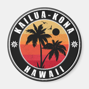 Kailua-Kona Hawaii Retro Handflatan Träd 60-tal So Magnet