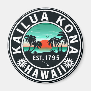 Kailua Kona Hawaii Retro Sunset 60 s Souvenirs Magnet
