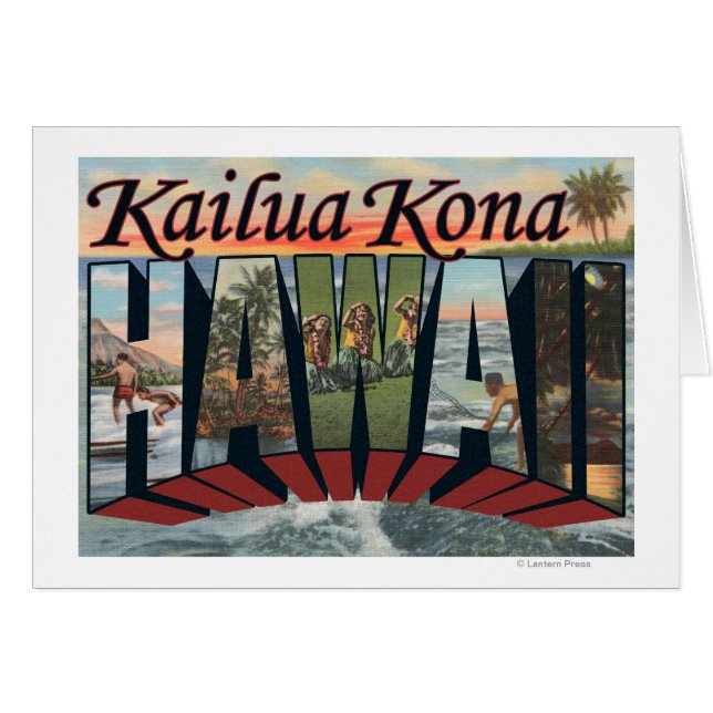 Kailua Kona, Hawaii - Stora Brev Scenes Hälsningskort (Framsidan Horizontal)