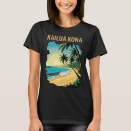 Kailua Kona Hawaii Strand Palm Resa T-Shirt