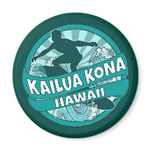 Kailua Kona Hawaii teal surfer logotyp magnet
