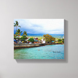 Kailua Kona Pier Hawaii Oil Paint Digital Art Canvastryck