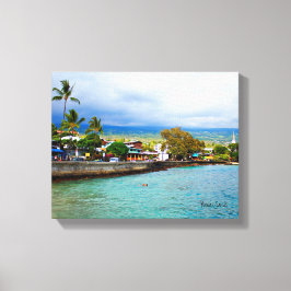 Kailua Kona Pier Hawaii Oil Paint Digital Art Canvastryck