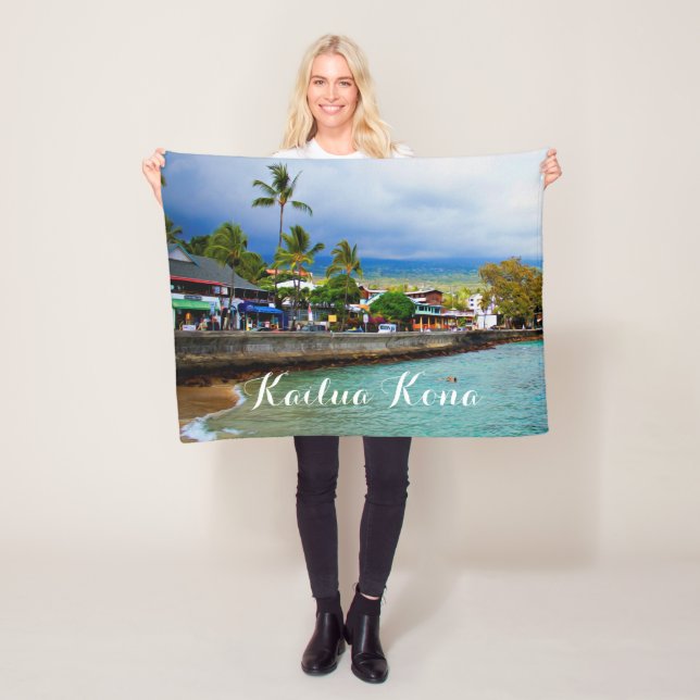 Kailua Kona Pier Hawaii Oil Paint Digital Art Fleecefilt (På plats)