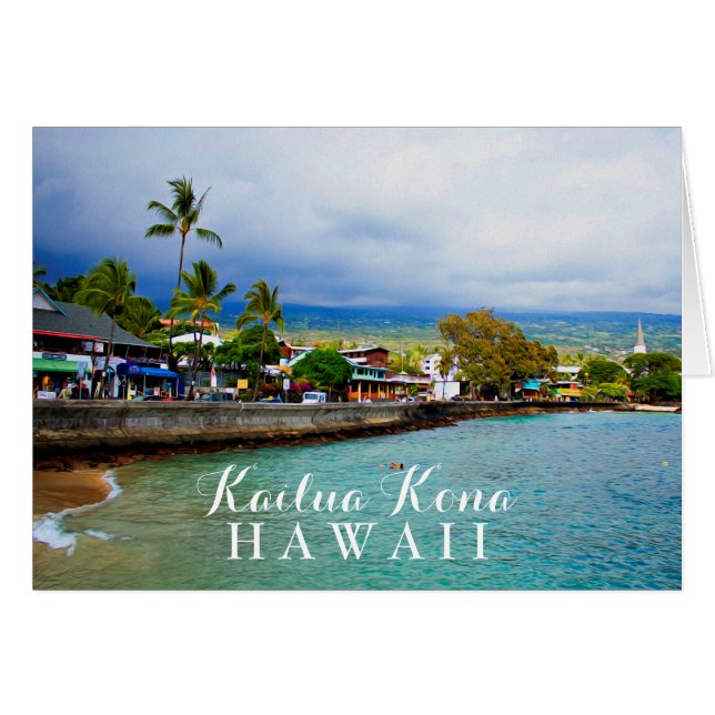 Kailua Kona Pier Hawaii Oil Paint Digital Art Hälsningskort (Framsidan Horizontal)