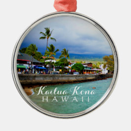 Kailua Kona Pier Hawaii Oil Paint Digital Art Julgransprydnad Metall