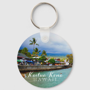 Kailua Kona Pier Hawaii Oil Paint Digital Art Nyckelring