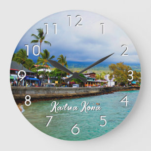 Kailua Kona Pier Hawaii Oil Paint Digital Art Stor Klocka