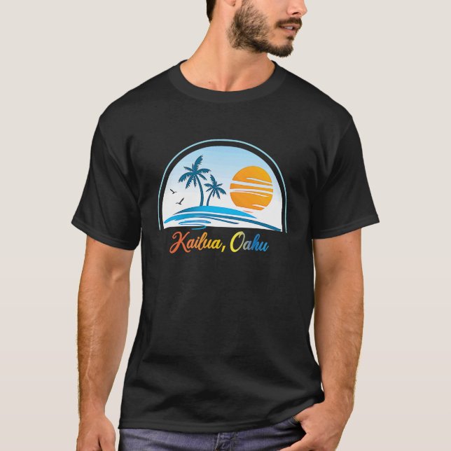 Kailua, Oahu HI Hawaii Souvenir Handflatan Träd Su T Shirt (Framsida)