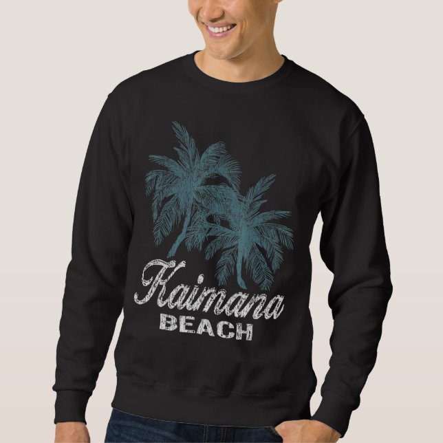 Kaimana Beach Hawaii Two Big Handflatan Lång Ärmad Tröja (Framsida)