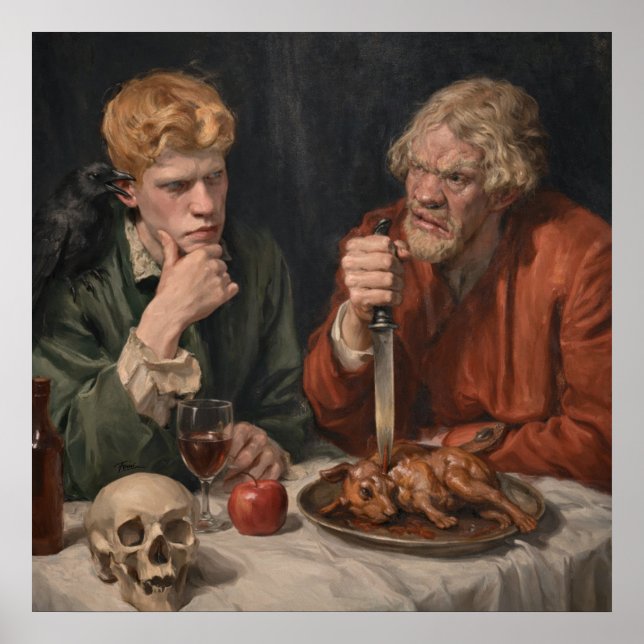 Kain & Abel renässansstil surrealistisk finkonst Poster (Framsidan)