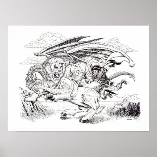 "Kaine and the Chimera" - Tracy Lesch illustration Poster